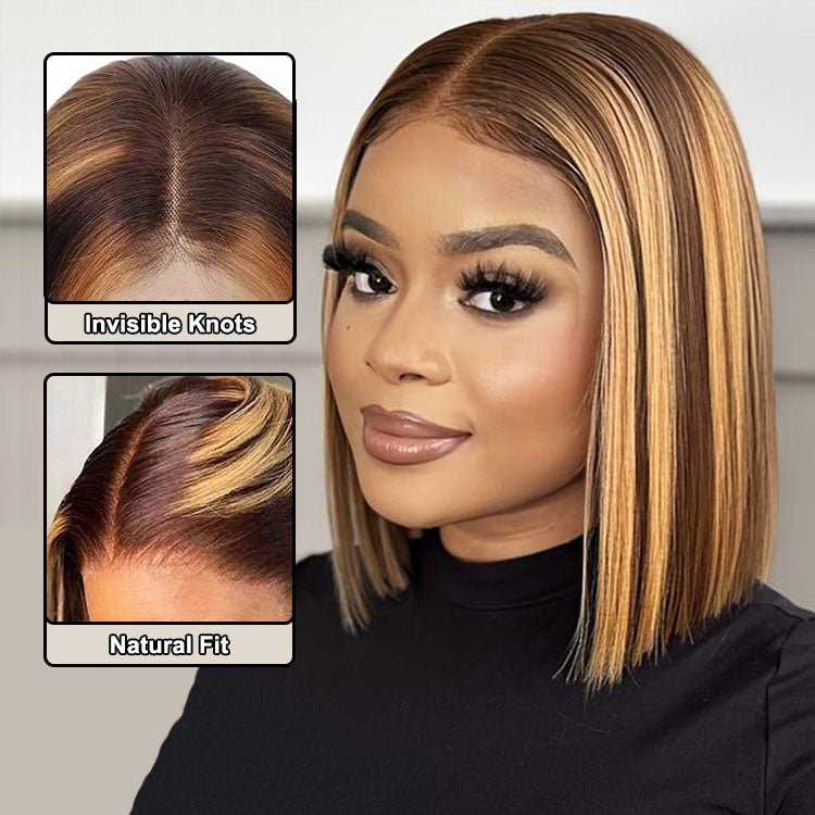 13x4 Lace Frontal Highlight Bob wig Remy Hair - Superlovehair
